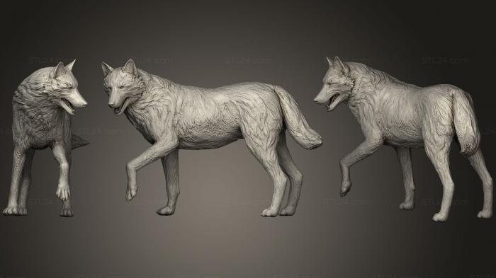Animal figurines (Wolf Posed, STKJ_1625) 3D models for cnc